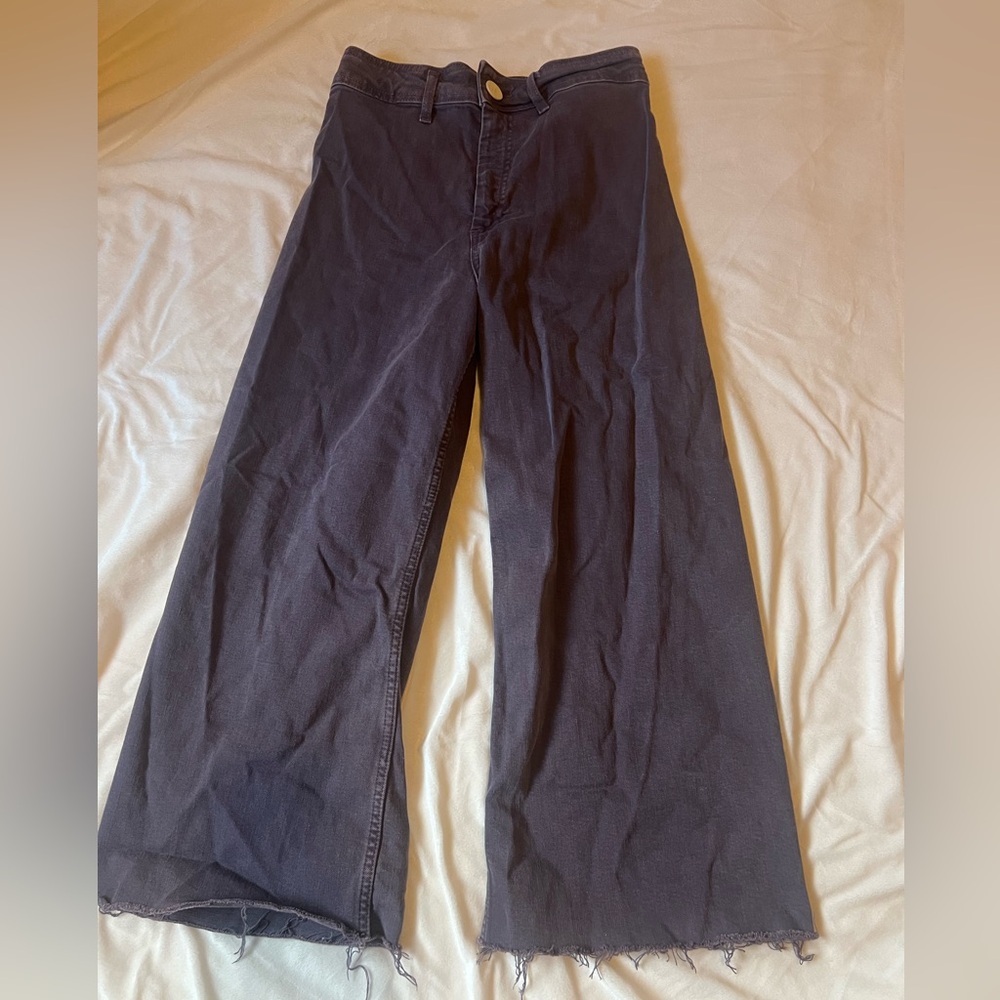 Zara Wide Leg Cut Off Women’s Jeans Purple
